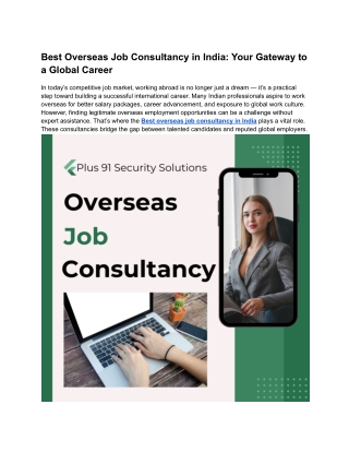 Best Overseas Job Consultancy in India_ Your Gateway to a Global Career