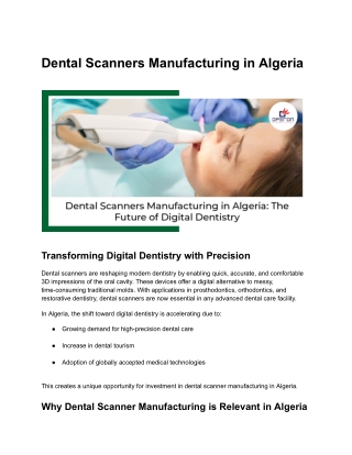Dental Scanners Manufacturing in Algeria