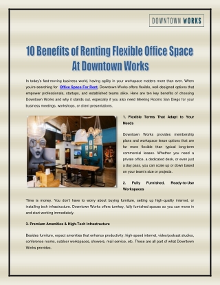 10 Benefits of Renting Flexible Office Space At Downtown Works
