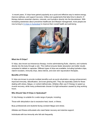 IV Drips in Hyderabad