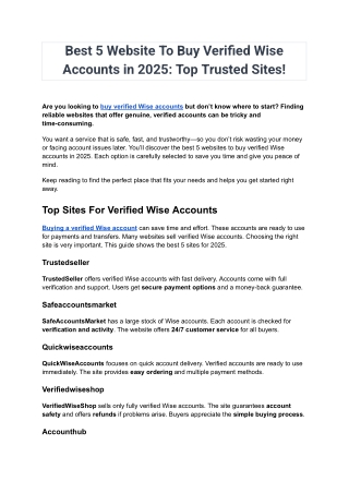 Best 5 Website To Buy Verified Wise Accounts in 2025