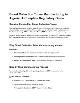 Blood Collection Tubes Manufacturing in Algeria
