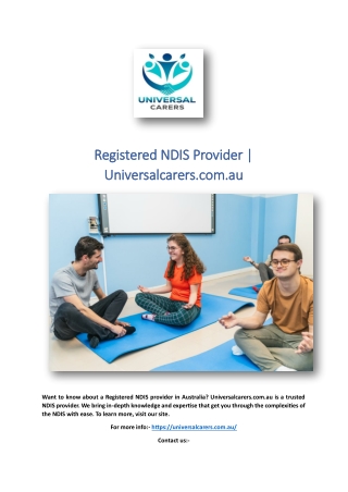 Registered NDIS Provider | Universalcarers.com.au