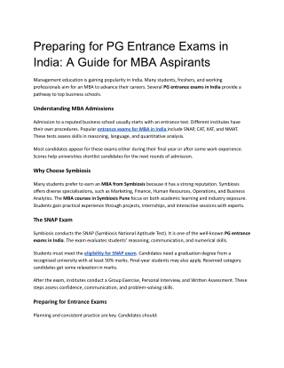 Preparing for PG Entrance Exams in India A Guide for MBA Aspirants