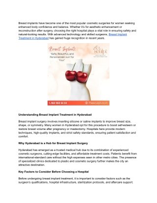 Breast Implant Treatment in Hyderabad