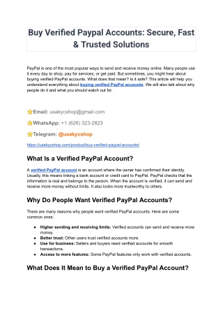 Top Place to Buy Verified PayPal  Accounts