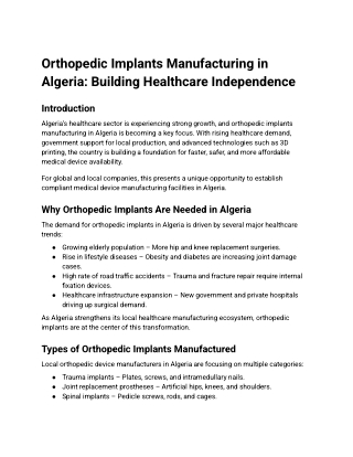 Orthopedic Implants Manufacturing in Algeria