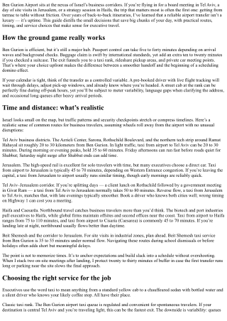 Taxi to Tel Aviv: Business Traveler’s Guide to Airport Transfers