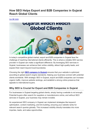 How SEO Helps Export and B2B Companies in Gujarat Reach Global Clients