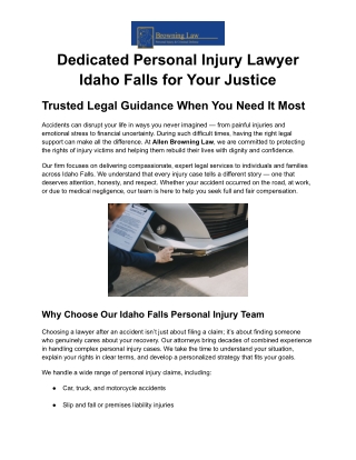 Dedicated Personal Injury Lawyer Idaho Falls for Your Justice