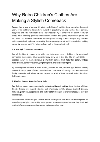 Retro Children's Clothes