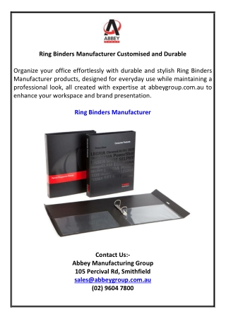 Ring Binders Manufacturer Customised and Durable