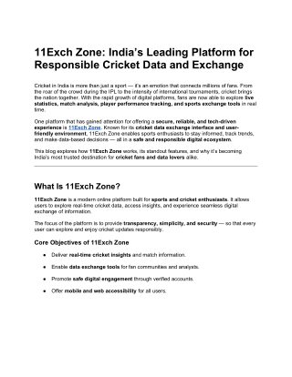 11Exch Zone_ India’s Leading Platform for Responsible Cricket Data and Exchange