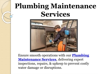 Plumbing Maintenance Services