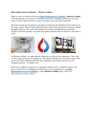 Boiler Replacement in Salisbury – Heatwave Online