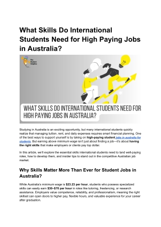 What Skills Do International Students Need for High Paying Jobs in Australia?