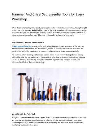 Hammer And Chisel Set: Essential Tools for Every Workshop.