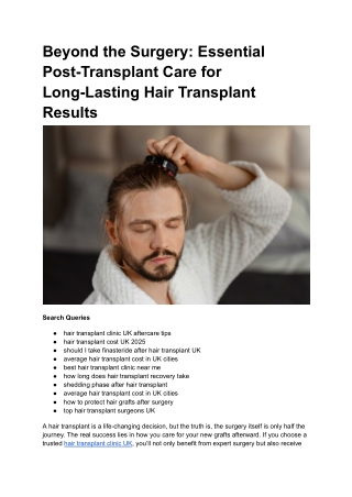 Essential Post-Transplant Care for Lasting Results