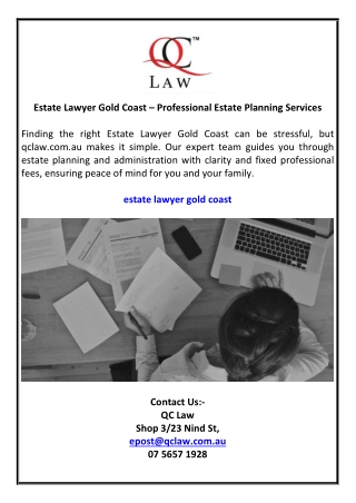 Estate Lawyer Gold Coast – Professional Estate Planning Services