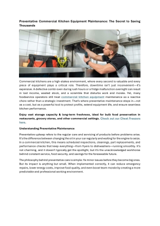 Preventative Commercial Kitchen Equipment Maintenance The Secret to Saving Thousands