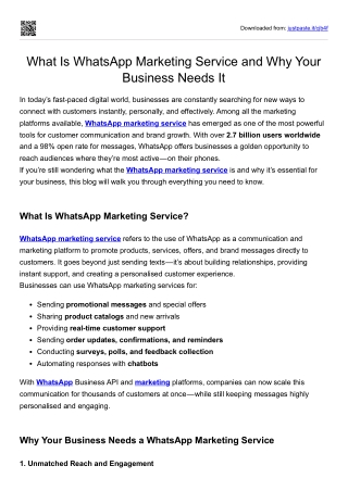 What Is WhatsApp Marketing Service and Why Your Business Needs It