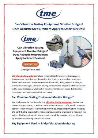 Can Vibration Testing Equipment Monitor Bridges? Does Acoustic Measurement