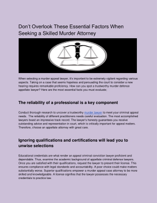 Don’t Overlook These Essential Factors When Seeking a Skilled Murder Attorney