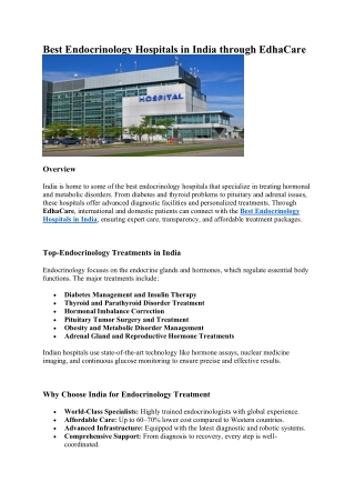 Best Endocrinology Hospitals in India through EdhaCare