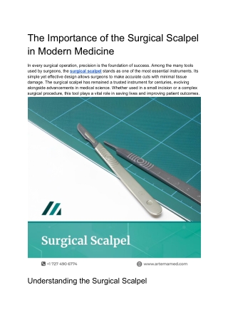The Importance of the Surgical Scalpel in Modern Medicine