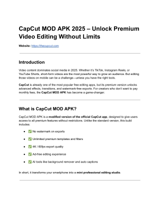 CapCut MOD APK 2025 – Unlock Premium Video Editing Without Limits