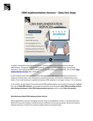 CRM Implementation Services – Sixty One Steps