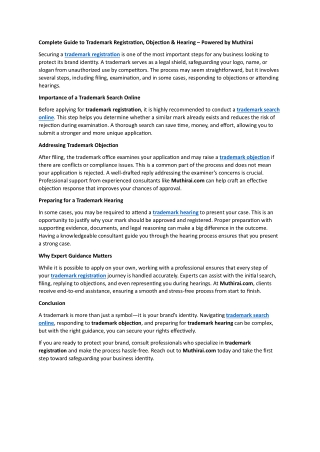 Complete Guide to Trademark Registration