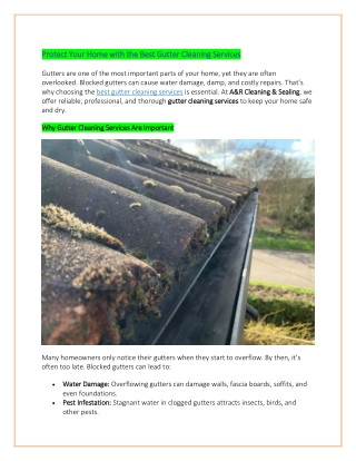 Protect Your Home with the Best Gutter Cleaning Services