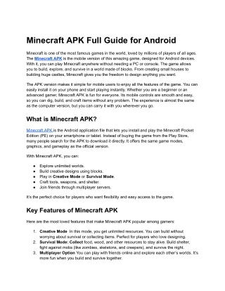 Minecraft APK Full Guide for Android