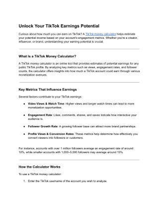 Unlock Your TikTok Earnings Potential