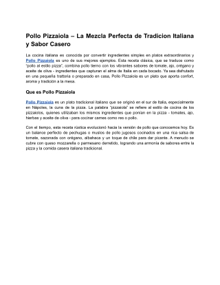Pollo Pizzaiola – La Mezcla Perfecta de Tradicion Italiana y Sabor Casero