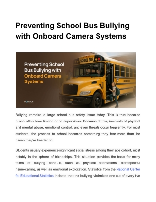 Bus Surveillance Systems for Schools: Ensuring Student Safety