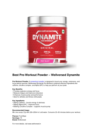 Best Pre Workout Powder | Wellversed Dynamite