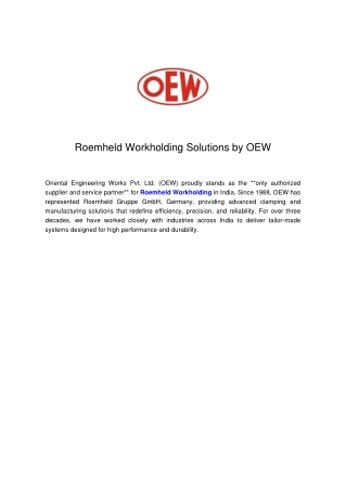 India’s Trusted Source for Roemheld Workholding Solutions