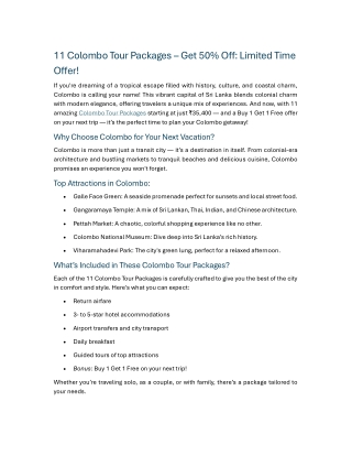 11 Colombo Tour Packages – Get 50% Off Limited Time Offer!