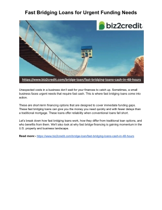 Fast Bridging Loans for Urgent Funding Needs