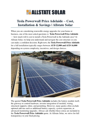Tesla Powerwall Price Adelaide