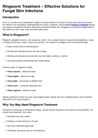 Ringworm Treatment – Effective Solutions for Fungal Skin Infections