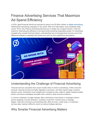 Finance Advertising Services That Maximize Ad Spend Efficiency