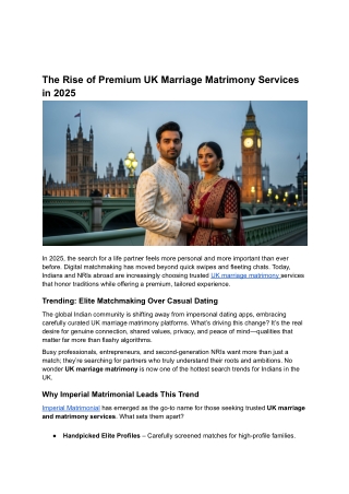 The Rise of Premium UK Marriage Matrimony Services in 2025