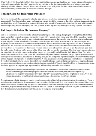 Bicycle Crashes: What Takes Place When The Motorist Has No Insurance?