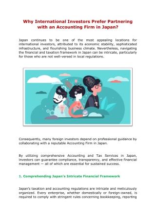 Why International Investors Prefer Partnering with an Accounting Firm in Japan?