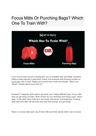 Focus Mitts vs Punching Bags | Boxing Training Guide