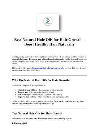 Best Natural Hair Oils for Hair Growth – Promote Healthy Hair Naturally