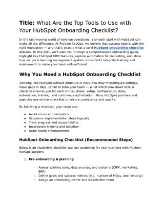 What Are the Top Tools to Use with Your HubSpot Onboarding Checklist_
